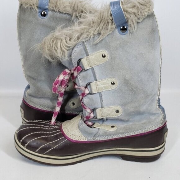 Sorel Joan of Arctic Blue Leather Waterproof Snow Winter Boots Size 7 Wo… - Picture 12 of 15